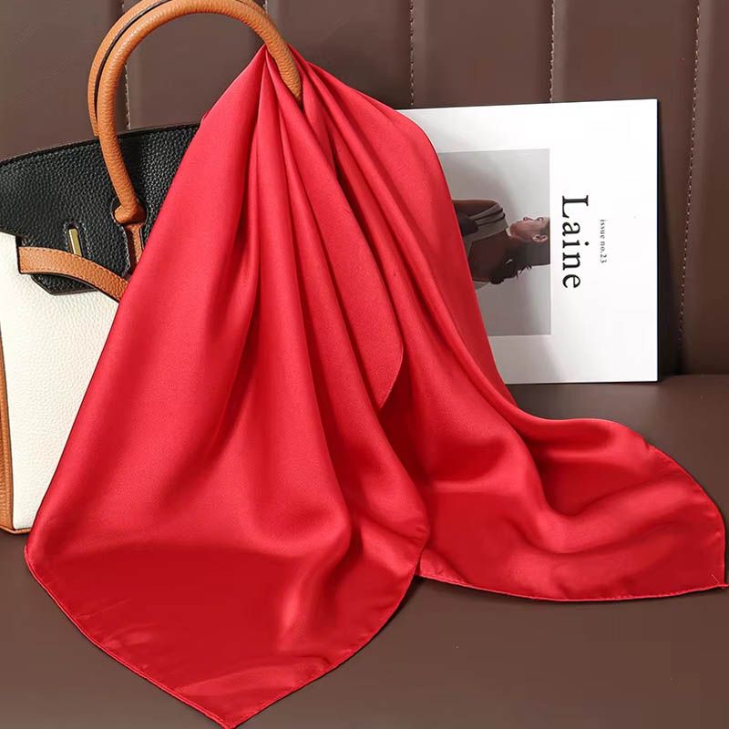 Luxury Bags In China - Luxus Einfarbig Seide Quadrat Schal Frauen