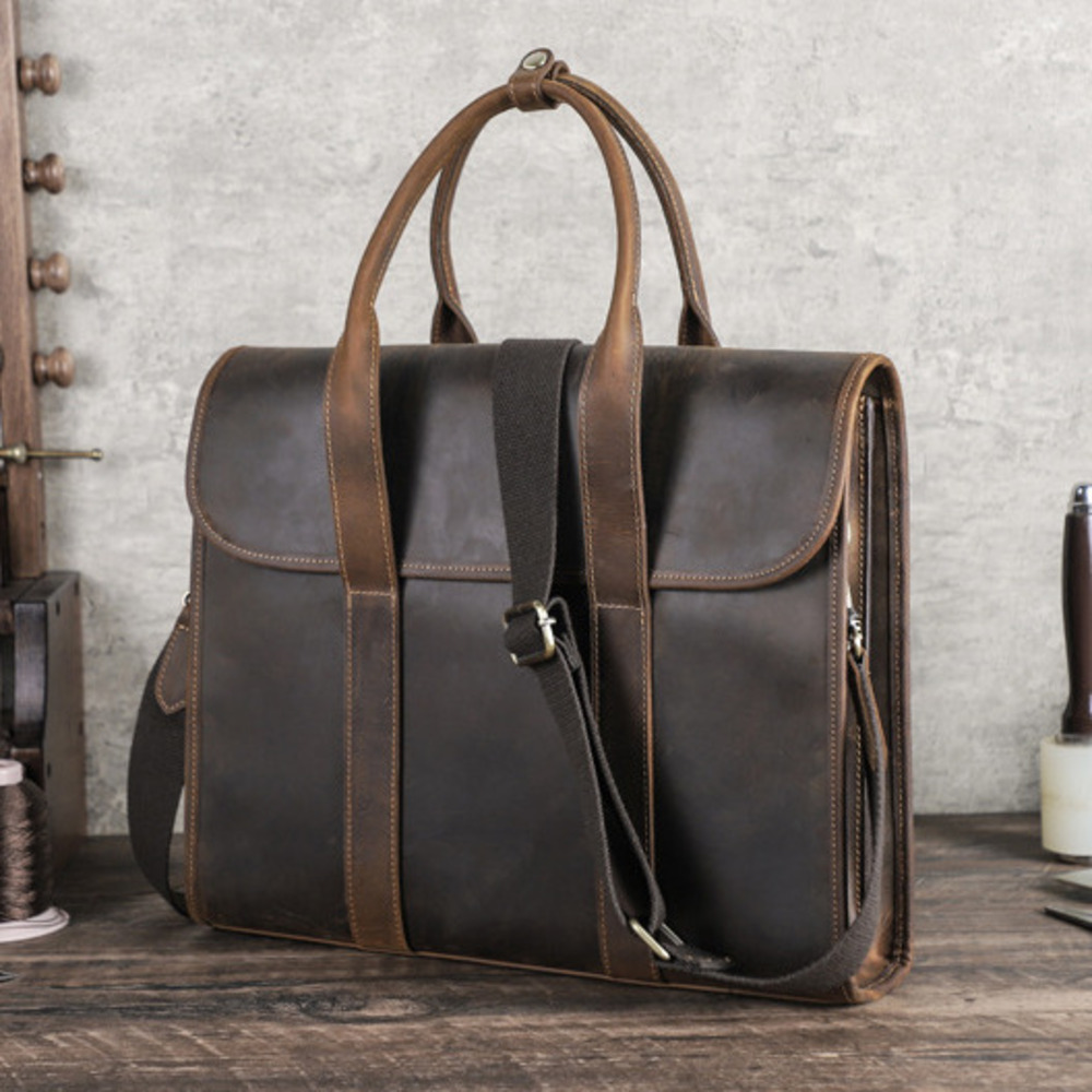 Luxury Bags For Laptop - 2025 schwarz Crazy Horse männer Geeignet
