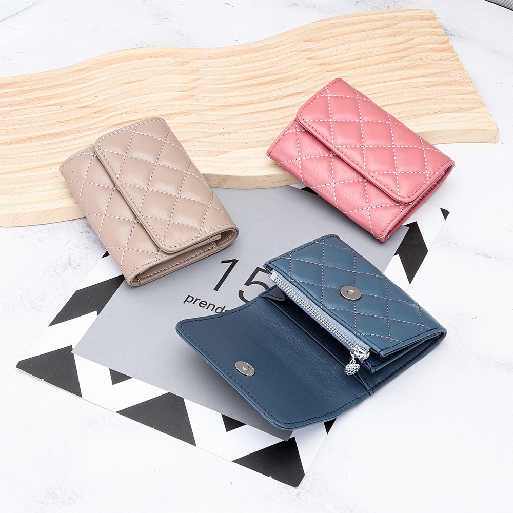 Luxury Bags Name For Women - Schaffell Stepp Kartenhalter Frauen Bifold Leder