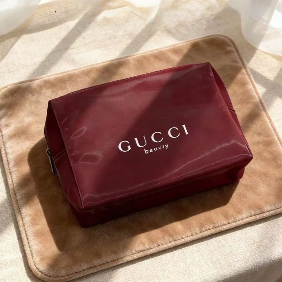 Luxury Bags Gucci - Guccis Tasche, robuste rote Canvas-Kosmetiktasche mit