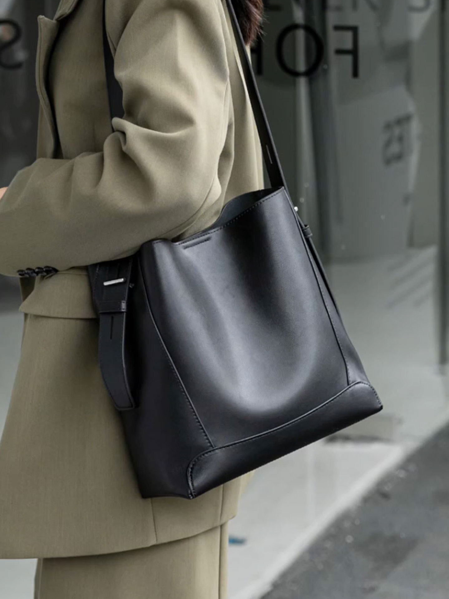 Luxury Bags Classy - Minimalistische Damen-Tragetasche aus echtem Leder, weiche,